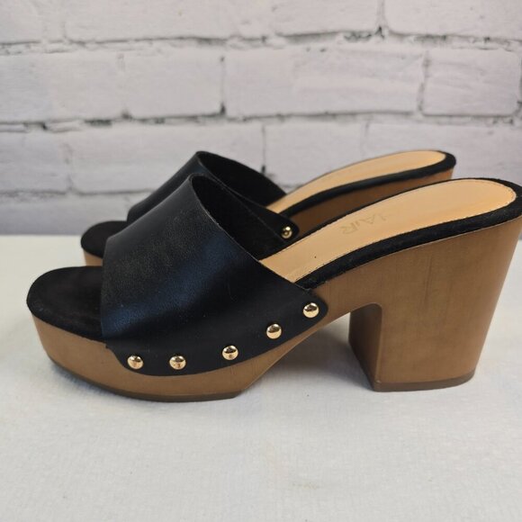 CLOUD AIR BLACK LEATHER BLOCK HEEL MULES SIZE 7 EUC - Picture 7 of 10